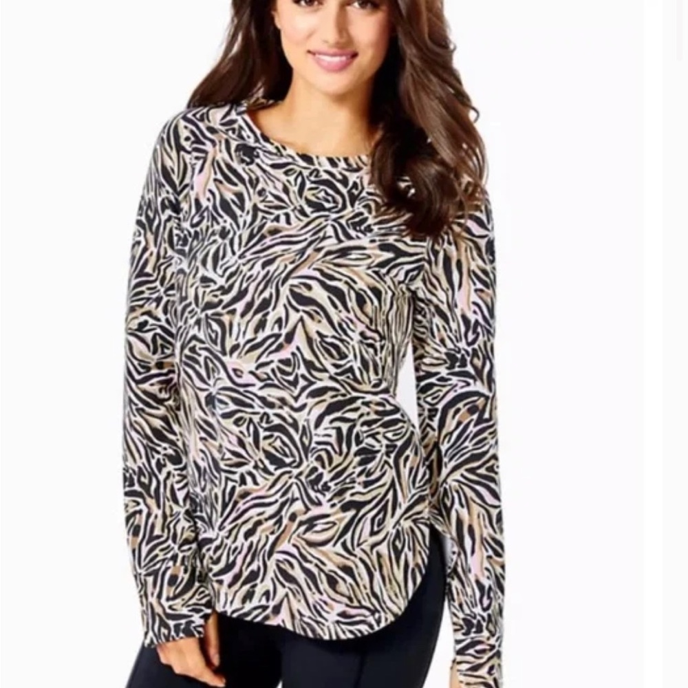 Lilly Pulitzer Zebra Print Can you Zee me Long Sleeve Tee EEUC SZ M
